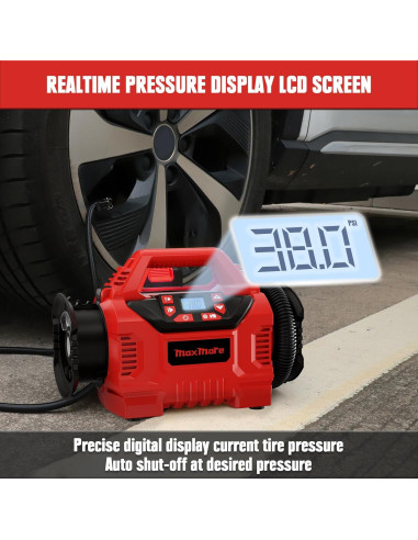 Inflador de Neumáticos Inalámbrico MaxMore 160 PSI Portátil