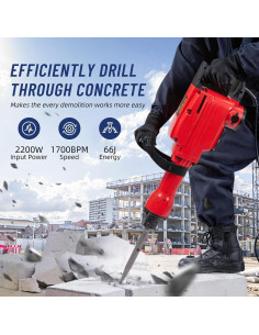 Martillo Demoledor Eléctrico Aprafie 2200W con 2 Cinceles 2