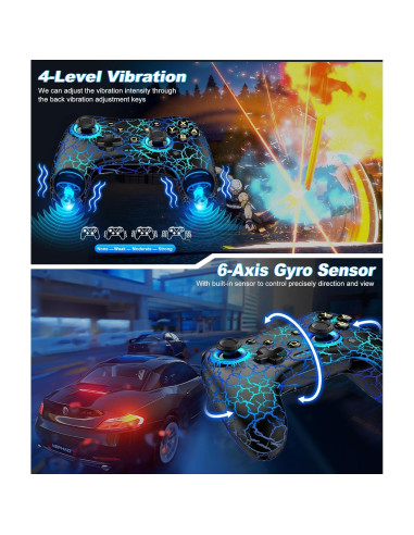 Controlador Inalámbrico Pro Qixun para Switch y PC - Negro