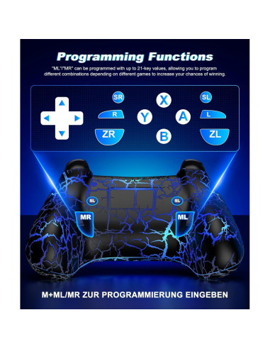 Controlador Inalámbrico Pro Qixun para Switch y PC - Negro