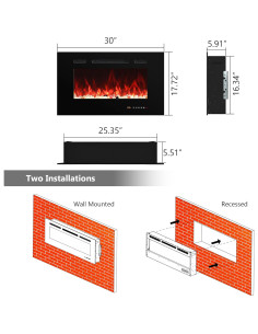 Chimenea Eléctrica 76.2 cm Carsynflame con Control Remoto 2