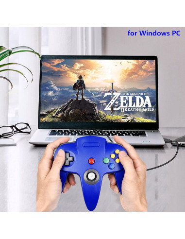 Controlador USB N64 SAFFUN Azul con Palanca 3D para PC y Raspberry Pi
