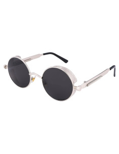 Gafas de Sol Retro Steampunk FEISEDY Metalicas Plata 4.83cm