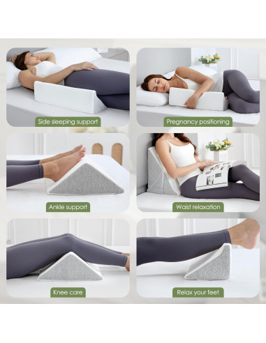 Almohada Cuña Triangular RPOMU 3 en 1 para Alivio Espalda