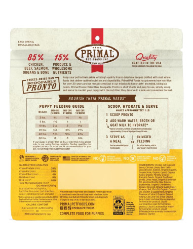 Comida para Perros Cachorros Primal 200g Pollo y Salmón