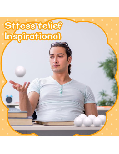 12 Pelotas de Espuma Antiestrés Kymqlyw 6,35 cm Blancas