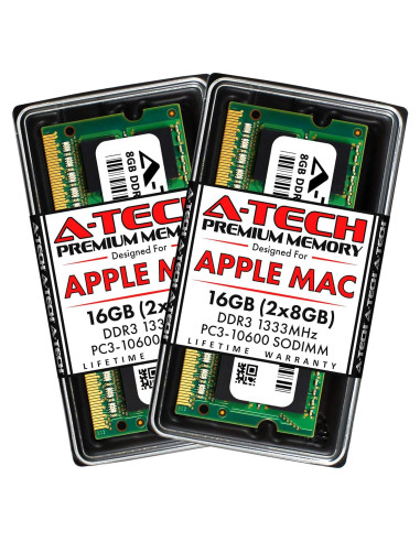 A-Tech 16GB RAM DDR3 1333MHz para MacBook Pro/iMac