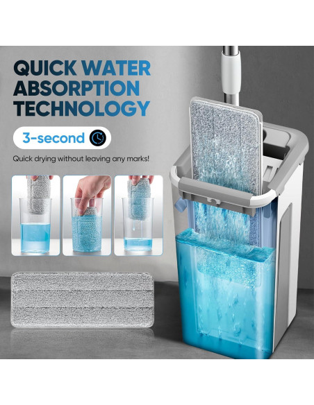 Juego de trapeador y cubo Saker con escurridor 3 almohadillas