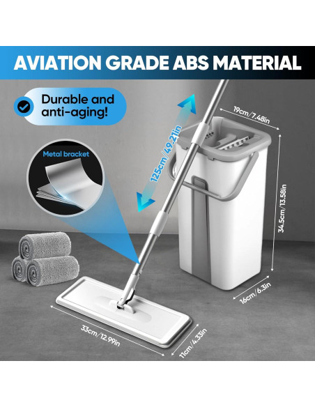 Juego de trapeador y cubo Saker con escurridor 3 almohadillas