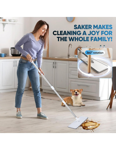 Juego de trapeador y cubo Saker con escurridor 3 almohadillas