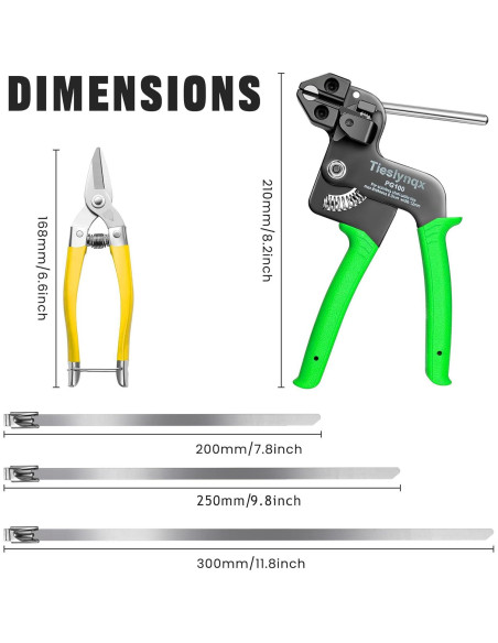 Kit de pistola para bridas TiesLynqx 152 piezas acero inoxidable