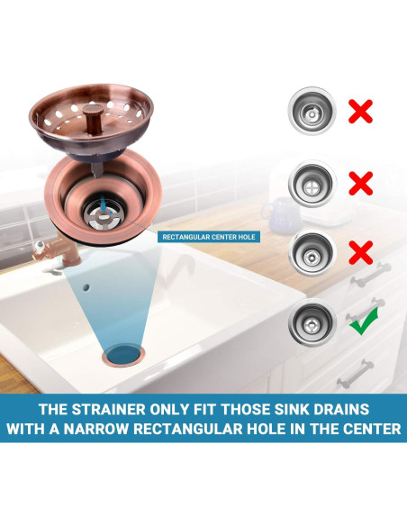 Filtro de fregadero KONE cobre antiguo 2 piezas 8,89 cm