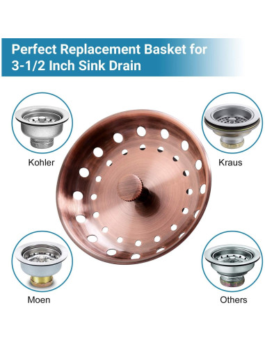 Filtro de fregadero KONE cobre antiguo 2 piezas 8,89 cm