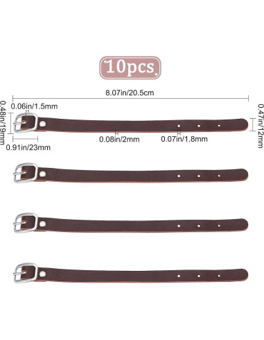 10 Etiquetas de Equipaje de Cuero GORGECRAFT Marrón Coco