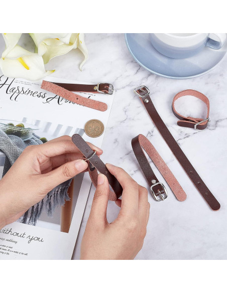 10 Etiquetas de Equipaje de Cuero GORGECRAFT Marrón Coco