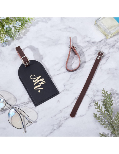 10 Etiquetas de Equipaje de Cuero GORGECRAFT Marrón Coco