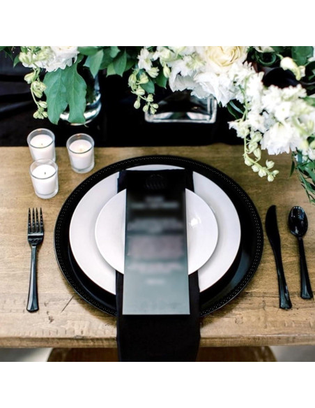 24 Platos Cargadores Negros REWOMC 33 cm Decorativos