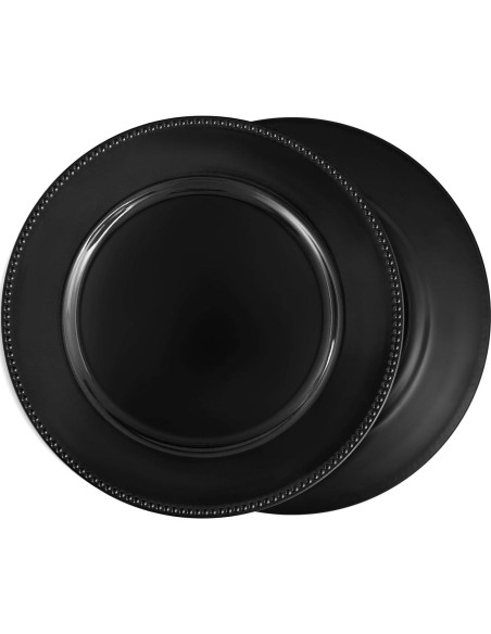 24 Platos Cargadores Negros REWOMC 33 cm Decorativos