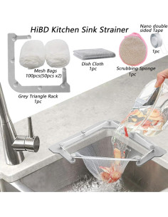Filtro de desagüe HiBD con 100 bolsas de malla para fregadero 2