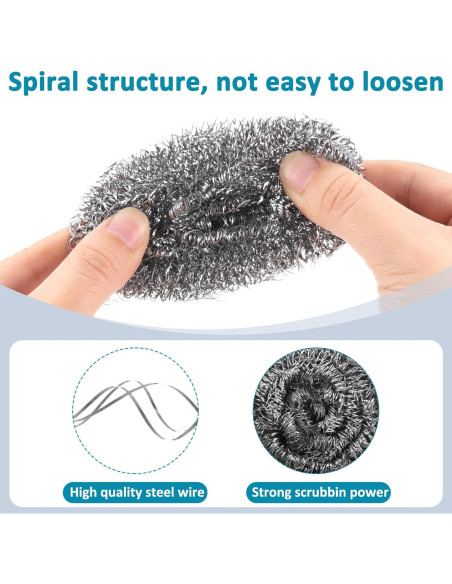 300 Estropajos de Acero Inoxidable Reallnaive 5 cm Limpieza