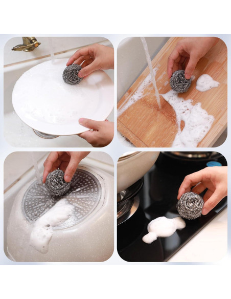 300 Estropajos de Acero Inoxidable Reallnaive 5 cm Limpieza