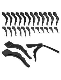 Soporte de oreja para gafas de silicona negra - 12 pares