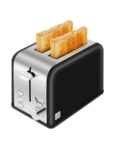 Tostadora HealSmart Acero Inoxidable 2 Rebanadas Retro Negra
