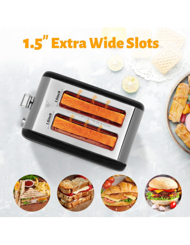 Tostadora HealSmart Acero Inoxidable 2 Rebanadas Retro Negra