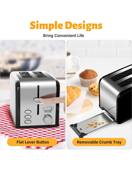 Tostadora HealSmart Acero Inoxidable 2 Rebanadas Retro Negra