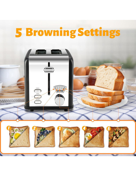 Tostadora HealSmart Acero Inoxidable 2 Rebanadas Retro Negra