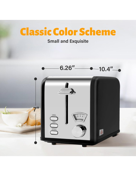 Tostadora HealSmart Acero Inoxidable 2 Rebanadas Retro Negra