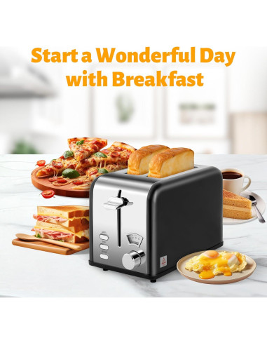 Tostadora HealSmart Acero Inoxidable 2 Rebanadas Retro Negra