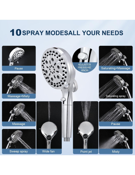 Cabezal de Ducha Filtrado POCALAND 10 Modos Alta Presión