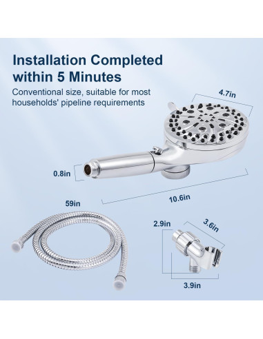 Cabezal de Ducha Filtrado POCALAND 10 Modos Alta Presión