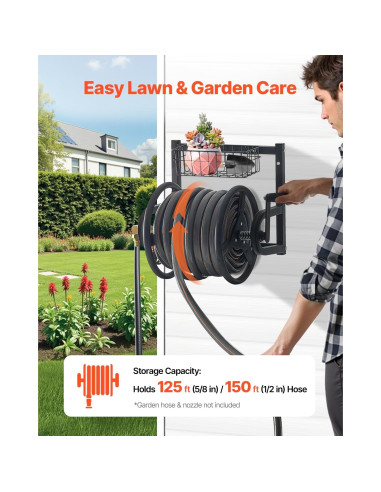 Carrete de Manguera de Jardín VEVOR 125 pies Montado en Pared