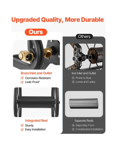 Carrete de Manguera de Jardín VEVOR 125 pies Montado en Pared