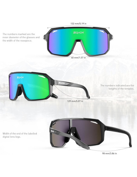 Gafas de Ciclismo SCVCN Unisex UV400 Lentes de Policarbonato