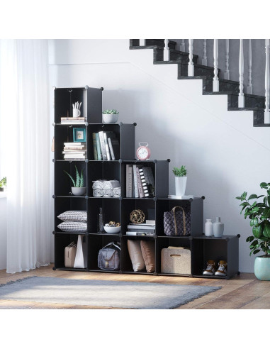 Organizador de Almacenamiento en Cubos C&AHOME 16 Unidades Negro