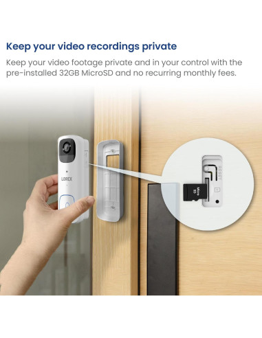 Cámara timbre video WiFi Lorex 2K inalámbrica con visión nocturna