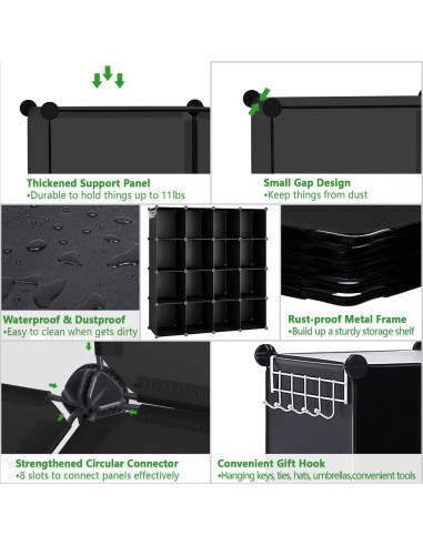 Organizador de Almacenamiento en Cubos C&AHOME 16 Unidades Negro