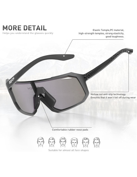 Gafas de Ciclismo SCVCN Unisex UV400 Lentes de Policarbonato
