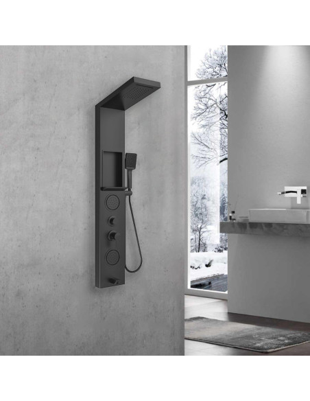 Panel de Ducha ELLO&ALLO Acero Inoxidable Negro 134,62 cm