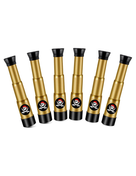 6 Telescopios Pirata de Plástico Ajustables Zubebe 18 cm