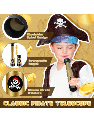 6 Telescopios Pirata de Plástico Ajustables Zubebe 18 cm