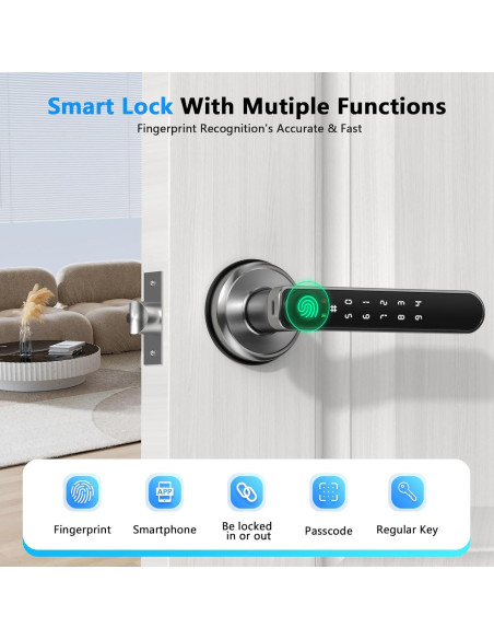 Cerradura Inteligente Sivmn L-B203 con Huella Dactilar Plata