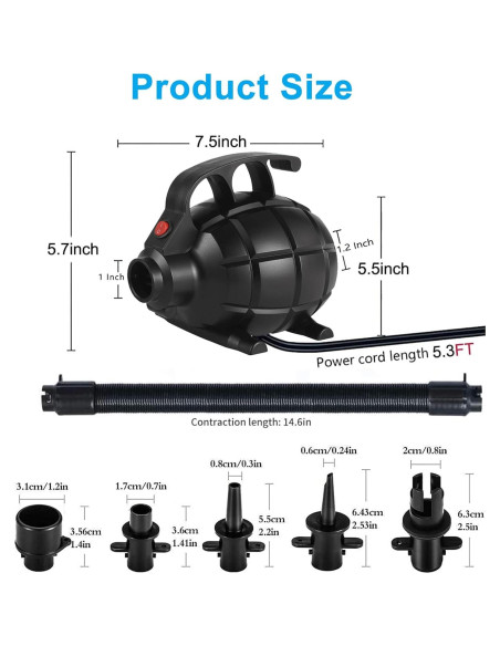 Bomba de Aire Eléctrica Dawnleague 600W para Inflables