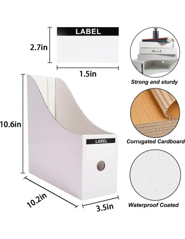 24 Soportes de Revistas Limitliho de Cartón Blanco 26,9 cm