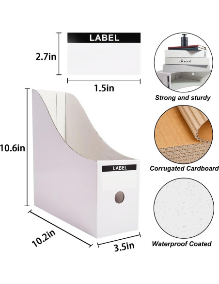 24 Soportes de Revistas Limitliho de Cartón Blanco 26,9 cm