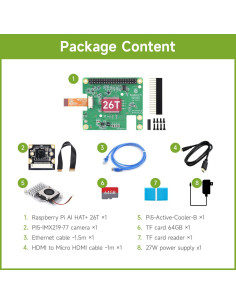 Kit AI Waveshare para Raspberry Pi 5 - Cámara, HAT, 64GB 2