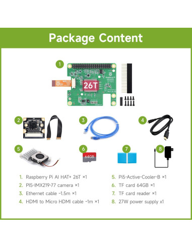 Kit AI Waveshare para Raspberry Pi 5 - Cámara, HAT, 64GB